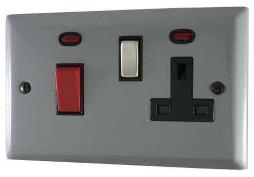G&H SLG329 Spectrum Plate Light Grey 45 Amp DP Cooker Switch & 13A Switched Socket