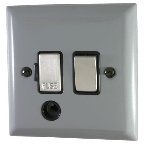 G&H SLG356 Spectrum Plate Light Grey 1 Gang Fused Spur 13A Switched & Flex Outlet