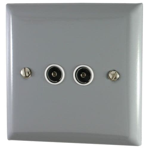 G&H SLG36W Spectrum Plate Light Grey 2 Gang TV Coax Socket Point