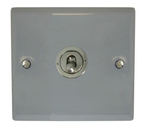 G&H SLG381-SS Spectrum Plate Light Grey 1 Gang 1 or 2 Way Toggle Light Switch