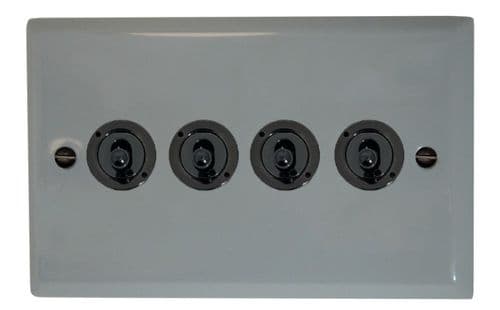 G&H SLG384-FBK Spectrum Plate Light Grey 4 Gang 2 Way Toggle Light Switch