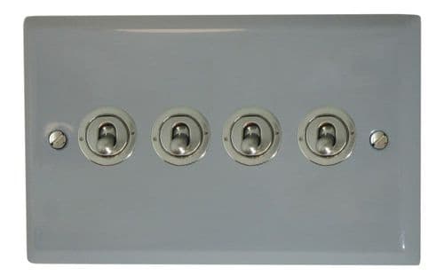 G&H SLG384-SS Spectrum Plate Light Grey 4 Gang 1 or 2 Way Toggle Light Switch