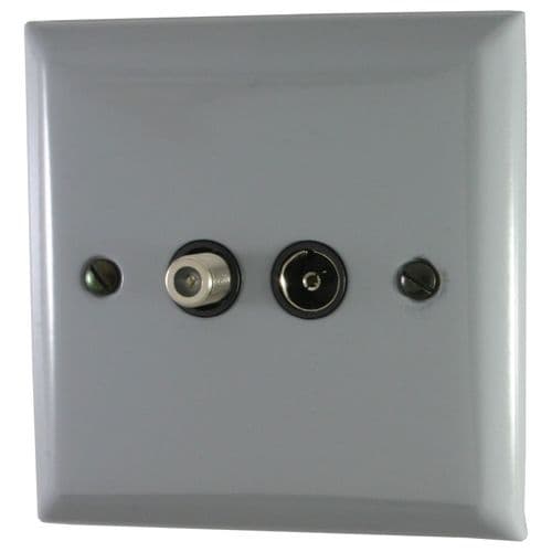 G&H SLG38B Spectrum Plate Light Grey 1 Gang TV Coax & Satellite Socket Point