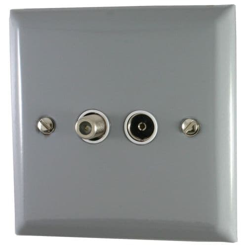 G&H SLG38W Spectrum Plate Light Grey 1 Gang TV Coax & Satellite Socket Point