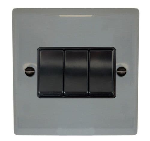 G&H SLG3B Spectrum Plate Light Grey 3 Gang 1 or 2 Way Rocker Light Switch