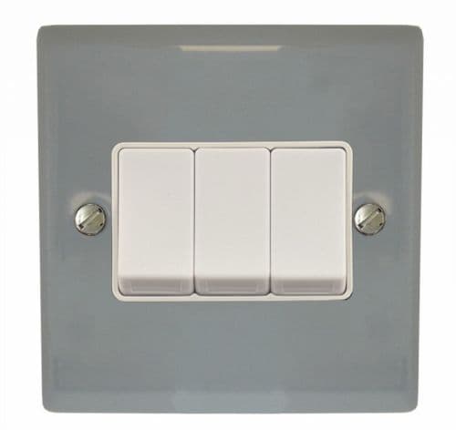 G&H SLG3W Spectrum Plate Light Grey 3 Gang 1 or 2 Way Rocker Light Switch