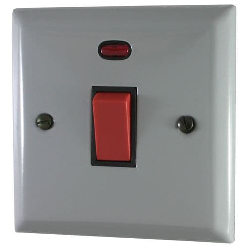 G&H SLG46B Spectrum Plate Light Grey 45 Amp DP Cooker Switch & Neon Single Plate