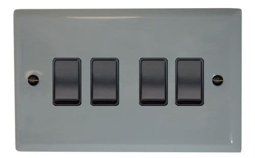 G&H SLG4B Spectrum Plate Light Grey 4 Gang 1 or 2 Way Rocker Light Switch