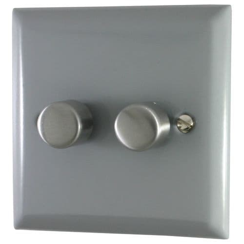 G&H SLG522 Spectrum Plate Light Grey 2 Gang 1 or 2 Way LED Dimmer Switch
