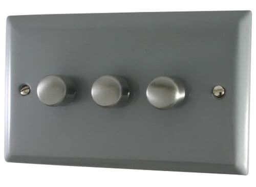 G&H SLG523 Spectrum Plate Light Grey 3 Gang 1 or 2 Way LED Dimmer Switch