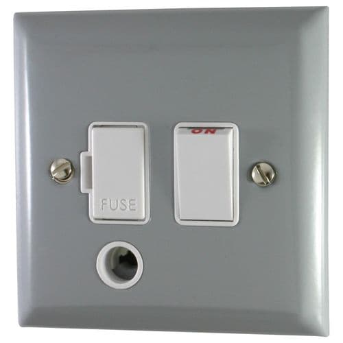 G&H SLG56W Spectrum Plate Light Grey 1 Gang Fused Spur 13A Switched & Flex Outlet