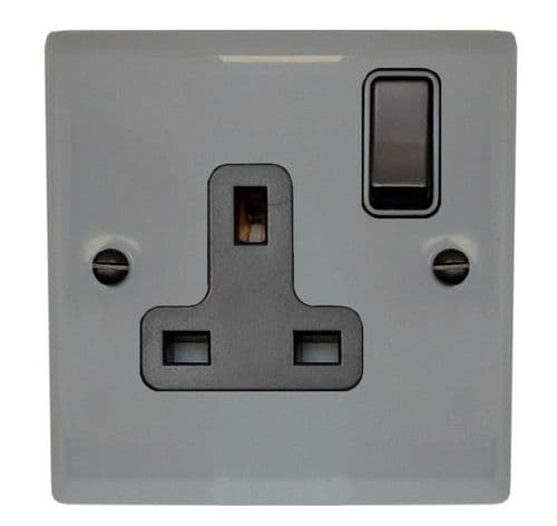 G&H SLG9B Spectrum Plate Light Grey 1 Gang Single 13A Switched Plug Socket