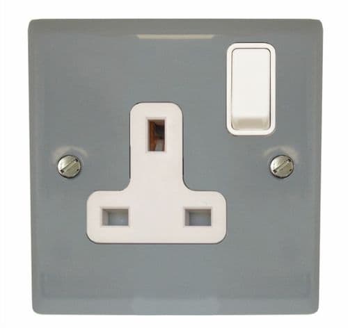 G&H SLG9W Spectrum Plate Light Grey 1 Gang Single 13A Switched Plug Socket
