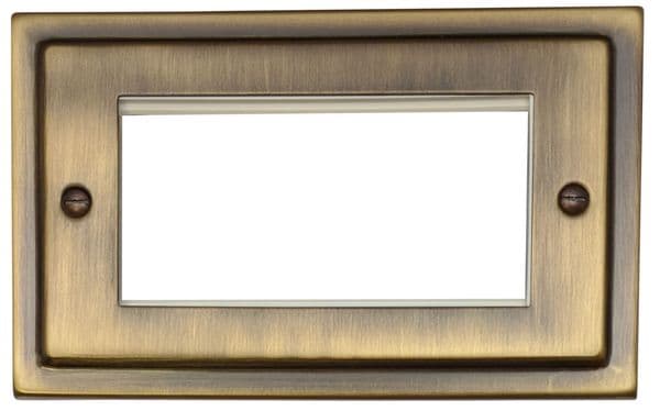 G&H TAB164 Trimline Plate Antique Brass 2 Gang 4 Euro Module Plate