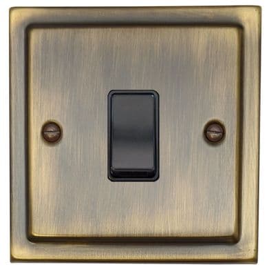 G&H TAB1B Trimline Plate Antique Brass 1 Gang 1 or 2 Way Rocker Light Switch