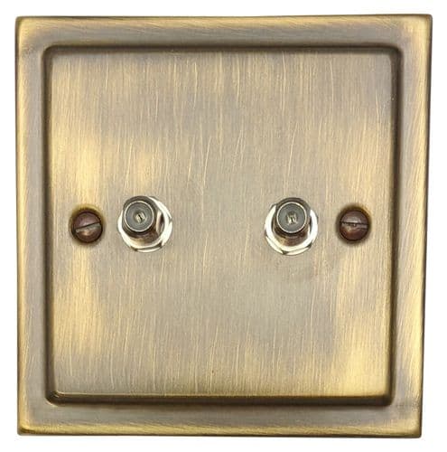 G&H TAB237 Trimline Plate Antique Brass 2 Gang Satellite Socket Point