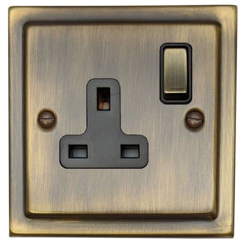 G&H TAB309 Trimline Plate Antique Brass 1 Gang Single 13A Switched Plug Socket