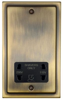 G&H TAB30B Trimline Plate Antique Brass Dual Voltage Shaver Socket 115-230V