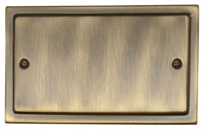 G&H TAB32 Trimline Plate Antique Brass 2 Gang Double Blank Plate