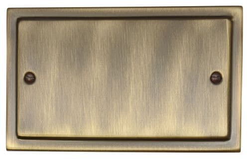 G&H TAB32 Trimline Plate Antique Brass 2 Gang Double Blank Plate