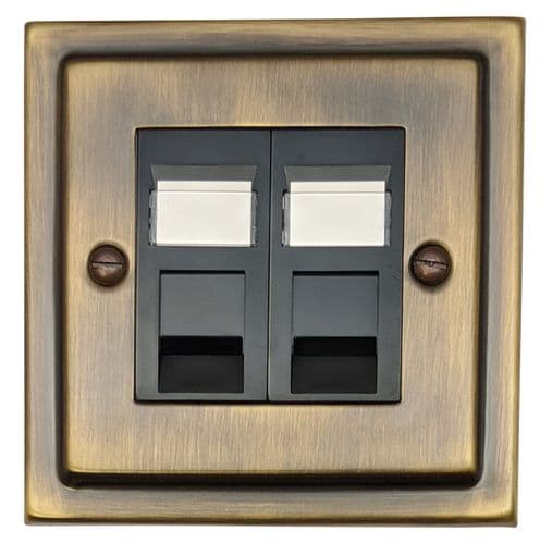 G&H TAB62B Trimline Plate Antique Brass 2 Gang RJ45 Cat5e Data Socket Point