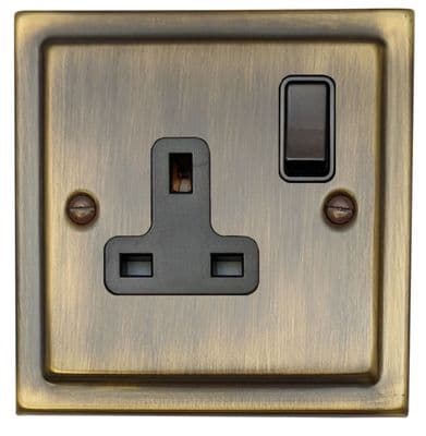 G&H TAB9B Trimline Plate Antique Brass 1 Gang Single 13A Switched Plug Socket