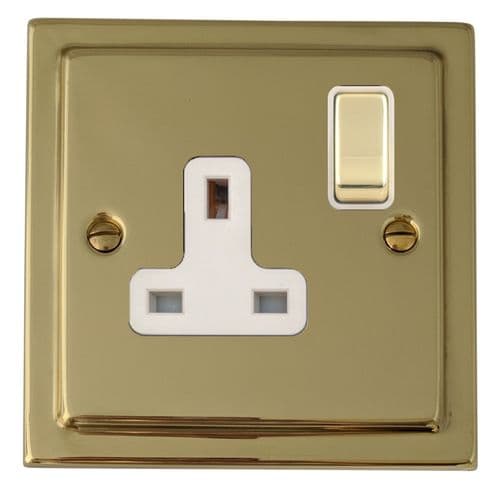 G&H TB209 Trimline Plate Polished Brass 1 Gang Single 13A Switched Plug Socket