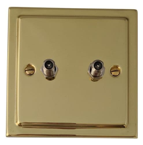 G&H TB237 Trimline Plate Polished Brass 2 Gang Satellite Socket Point