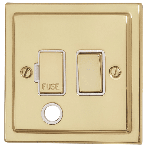 G&H TB256 Trimline Plate Polished Brass 1 Gang Fused Spur 13A Switched & Flex Outlet