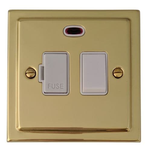 G&H TB27W Trimline Plate Polished Brass 1 Gang Fused Spur 13A Switched & Neon