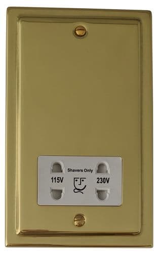G&H TB30W Trimline Plate Polished Brass Dual Voltage Shaver Socket 115-230V