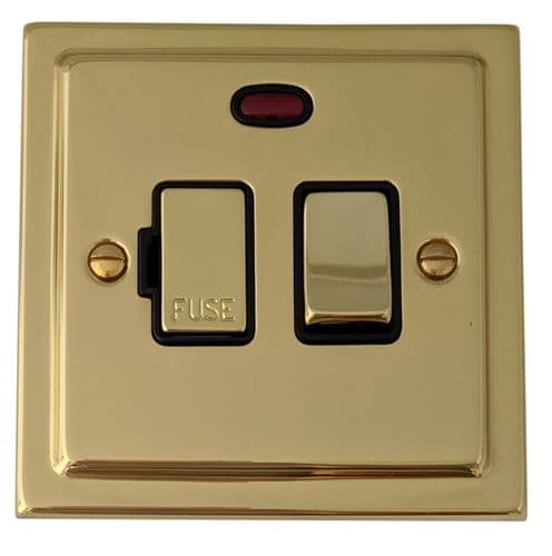 G&H TB327 Trimline Plate Polished Brass 1 Gang Fused Spur 13A Switched & Neon