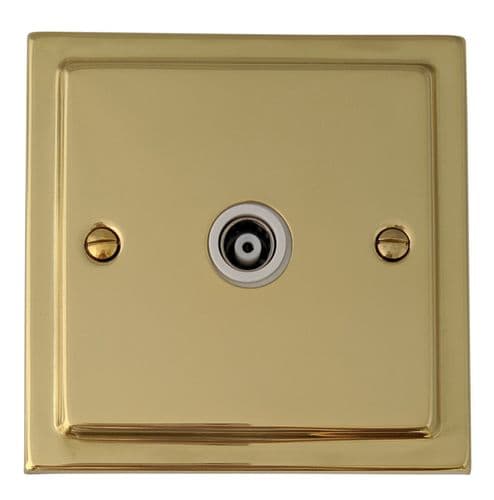 G&H TB35W Trimline Plate Polished Brass 1 Gang TV Coax Socket Point