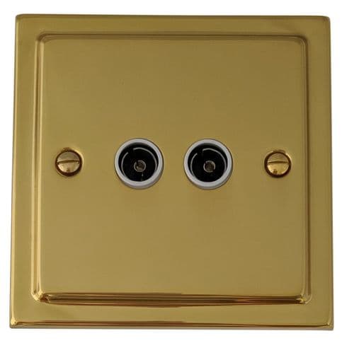 G&H TB36W Trimline Plate Polished Brass 2 Gang TV Coax Socket Point