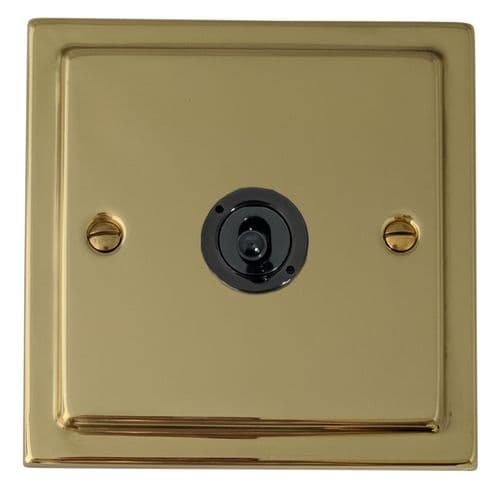 G&H TB381-FBK Trimline Plate Polished Brass 1 Gang 2 Way Toggle Light Switch