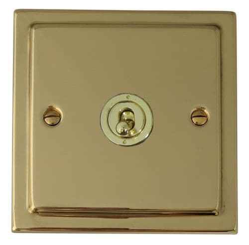 G&H TB381-PB Trimline Plate Polished Brass 1 Gang 1 or 2 Way Toggle Light Switch