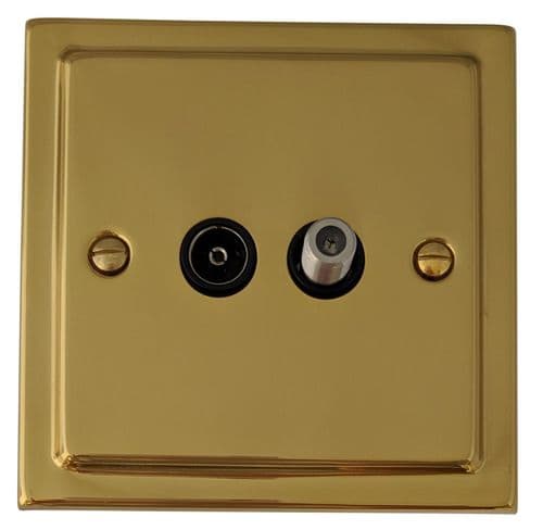 G&H TB38B Trimline Plate Polished Brass 1 Gang TV Coax & Satellite Socket Point