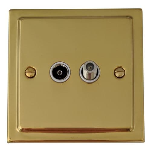 G&H TB38W Trimline Plate Polished Brass 1 Gang TV Coax & Satellite Socket Point