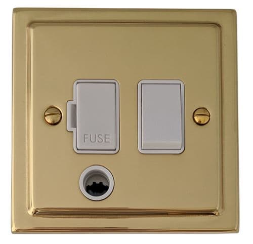 G&H TB56W Trimline Plate Polished Brass 1 Gang Fused Spur 13A Switched & Flex Outlet