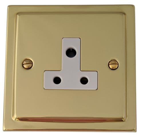 G&H TB59W Trimline Plate Polished Brass 1 Gang Single 5 Amp Plug Socket