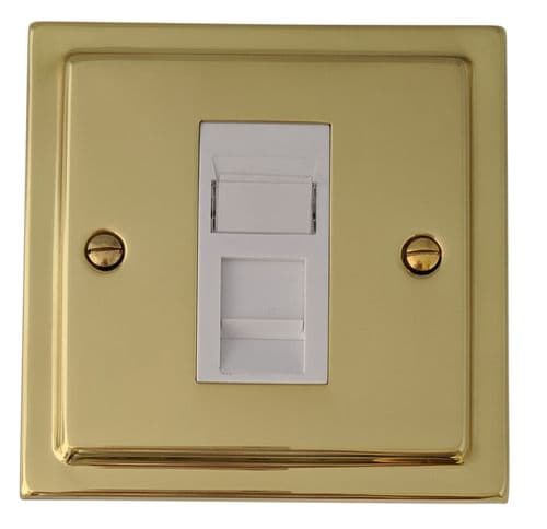 G&H TB61W Trimline Plate Polished Brass 1 Gang RJ45 Cat5e Data Socket