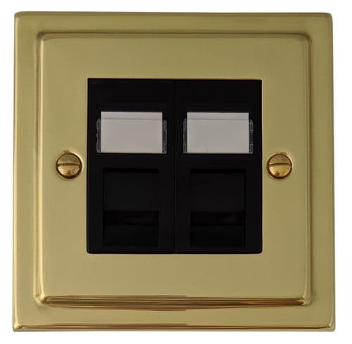 G&H TB62B Trimline Plate Polished Brass 2 Gang RJ45 Cat5e Data Socket Point