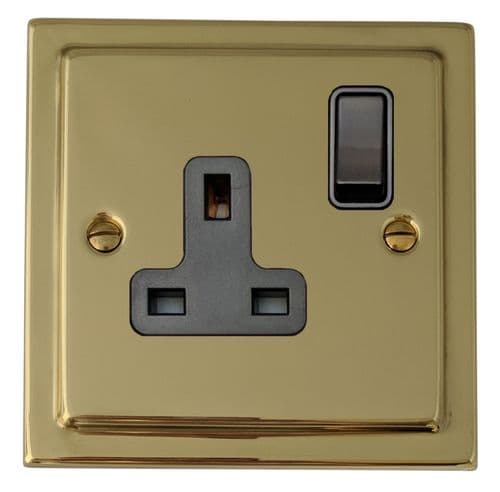 G&H TB9B Trimline Plate Polished Brass 1 Gang Single 13A Switched Plug Socket