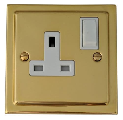 G&H TB9W Trimline Plate Polished Brass 1 Gang Single 13A Switched Plug Socket