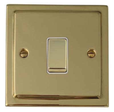 G&H TBUL201 Trimline Plate Unlacquered Polished Brass 1 Gang 1 or 2 Way Rocker Light Switch