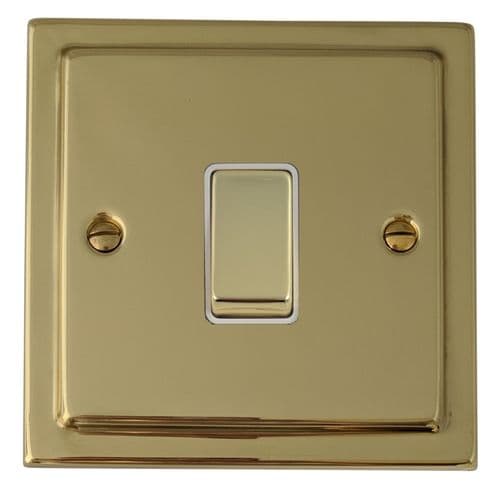 G&H TBUL201 Trimline Plate Unlacquered Polished Brass 1 Gang 1 or 2 Way Rocker Light Switch