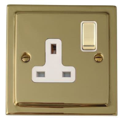 G&H TBUL209 Trimline Plate Unlacquered Polished Brass 1 Gang Single 13A Switched Plug Socket