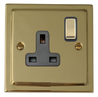 G&H TBUL309 Trimline Plate Unlacquered Polished Brass 1 Gang Single 13A Switched Plug Socket