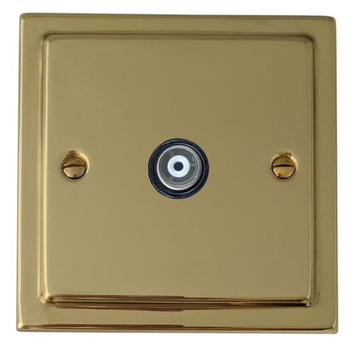 G&H TBUL35B Trimline Plate Unlacquered Polished Brass 1 Gang TV Coax Socket Point