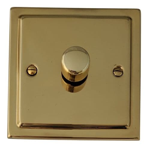 G&H TBUL521 Trimline Plate Unlacquered Polished Brass 1 Gang 1 or 2 Way LED Dimmer Switch